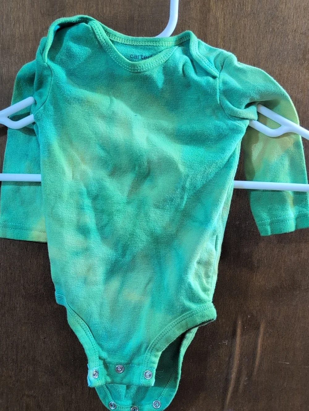 Carter's Bright Green Long Sleeve Baby Bodysuit Ice Dyed